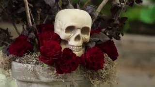 Skull and Bones Halloween Floral Arrangement