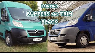 Painting BUMPERS and TRIM Black  DIY Budget Campervan Conversion