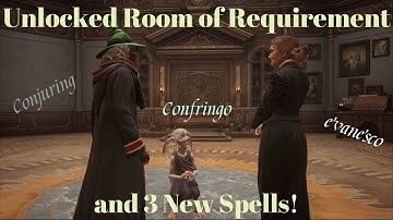 Unlocking the Room of Requirement, Conjuring spell, Evanesco and Confringo spells  (Hogwarts legacy)