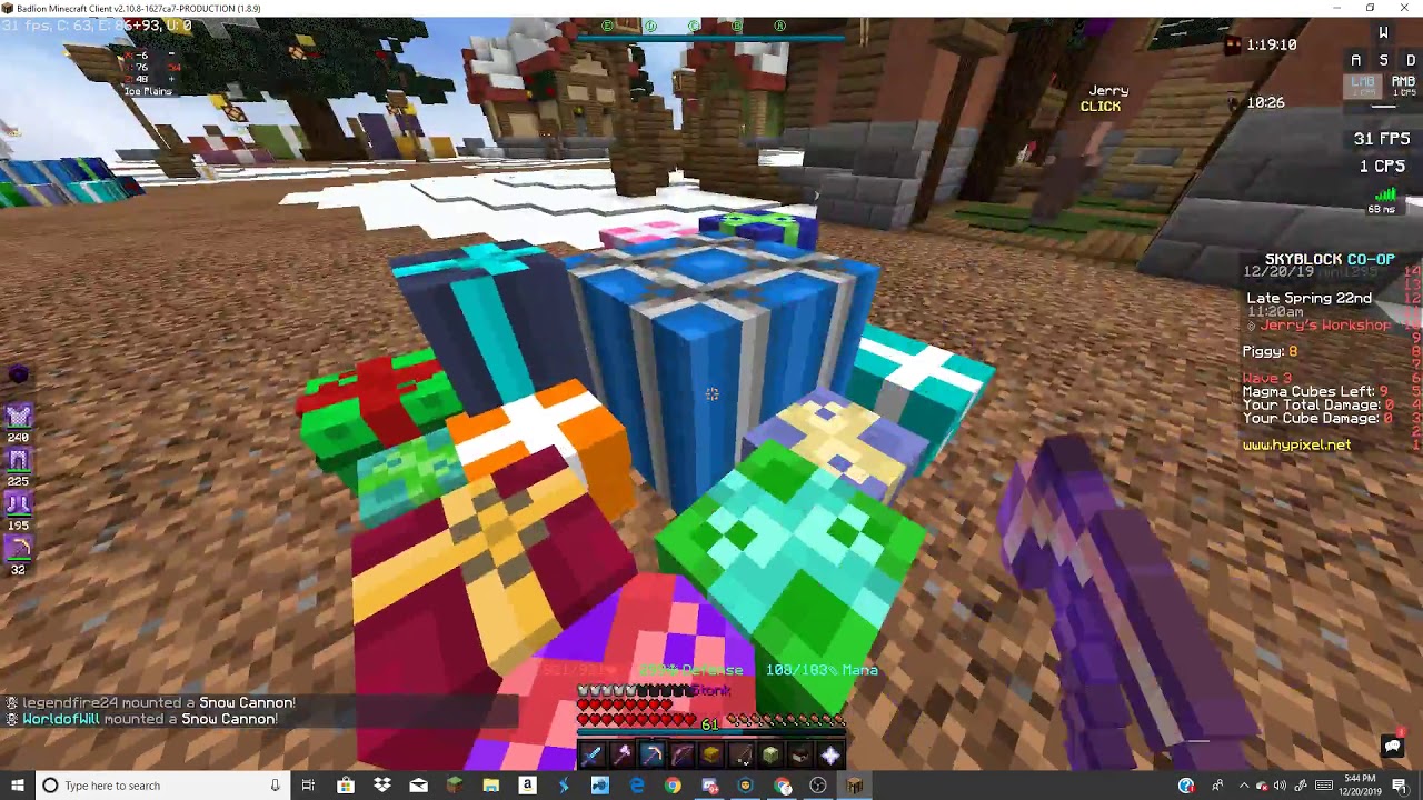 Doing some of the jerry event (hypixel skyblock) - YouTube