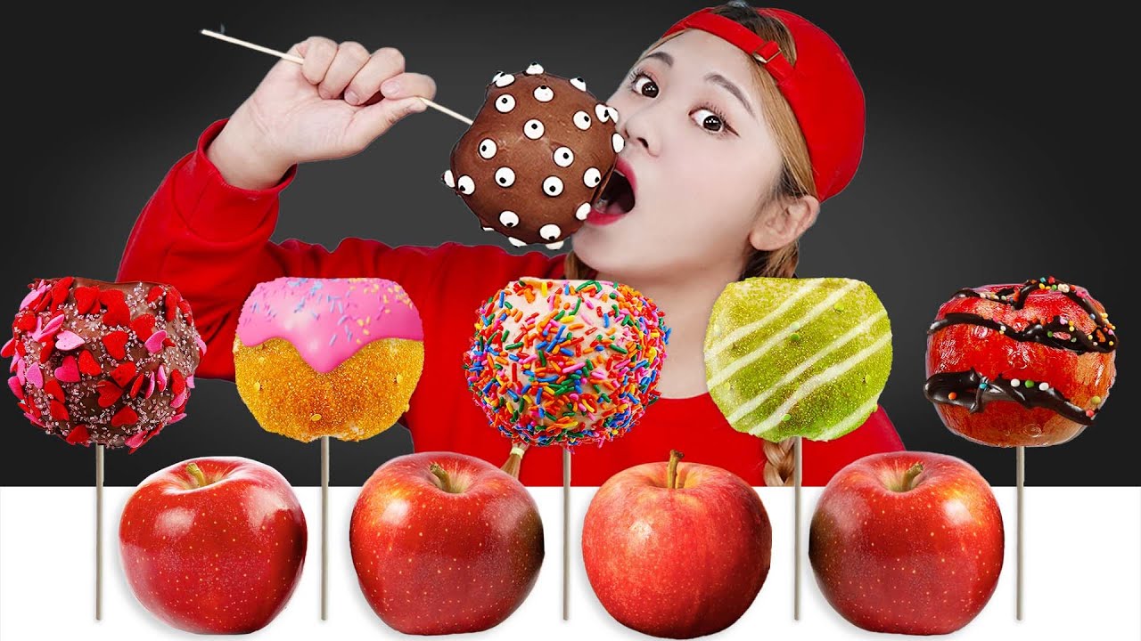 How to make colorful chocolate apples mukbang 