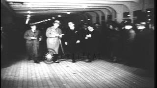 US Ambassador to Britain Joseph P Kennedy arrives on the Queen Mary and talks to ...HD Stock Footage