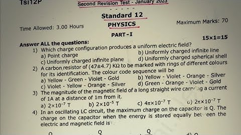 12th std physics second revision exam question paper 2023
