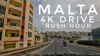 4K Driving In Malta | St. Julian's To Malta International Airport | 11km Drive During Rush Hour
