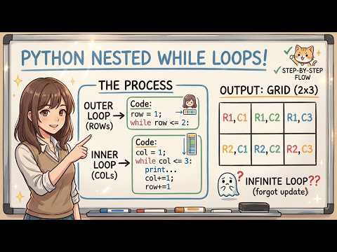 Python Nested While Loops Explained: Syntax, Step-by-Step Example & Common Pitfalls#codevideofficial