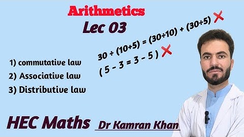 Lec 08:  Hec Maths/ Laws/ Commutative law/ Associative law/ Distributive Law By Dr Kamran Khan