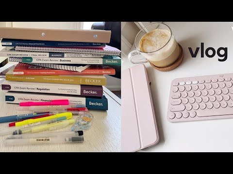VLOG // passing CPA exams!! prepping for last exam / celebration / coffee shop / stationery empties