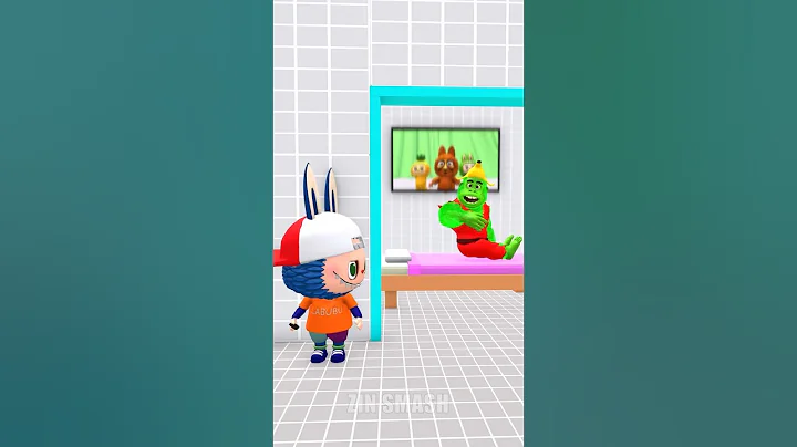 Labubu Turn on TV of Zin Monkey Banana - Funny Moment 😆#zinsmash #animation #funny