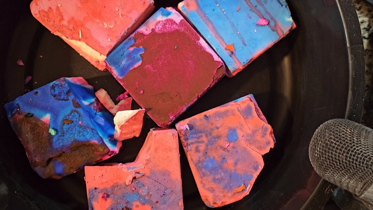 Blue Pink dyed soft crumbling blocks #asmr #oddlysatisfying #gymchalk #stressrelief #sleep #crunchy