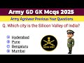 Army GD GK mcqs | Army Agniveer previous years questions | Indian army GD mcqs 2025 | army GD mcqs
