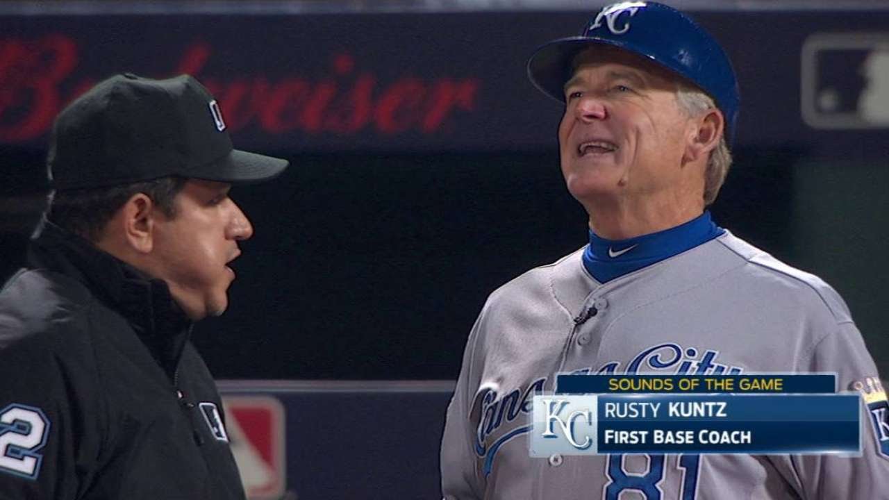 WS2015 Gm4 First base coach Kuntz on interference YouTube