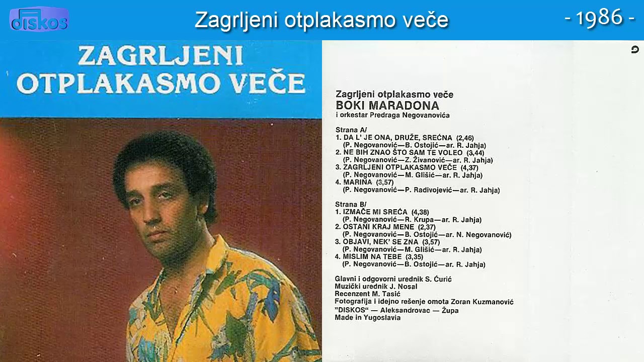 Boza Besirevic (Boki Maradona) - Zagrljeni otplakasmo vece - (Audio 1986)