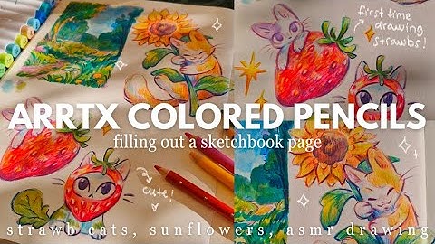 Draw with me! 🍓✨ filling a sketchbook page with Arrtx 126 colored pencils set