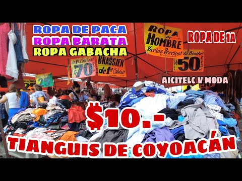 Tianguis de COYOACÁN ROPA usada de PACA $1 $2 $3 $10 ropa de marca original😊🖐