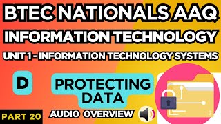BTEC Nationals IT AAQ | Unit 1 IT Systems | "D:PROTECTING DATA" | P20 | Audio Overview