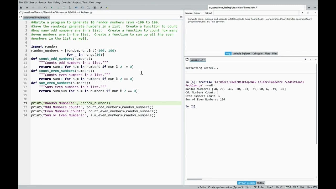 Generating 10 Random Numbers From A Given Range(-110 to 100) Using ...