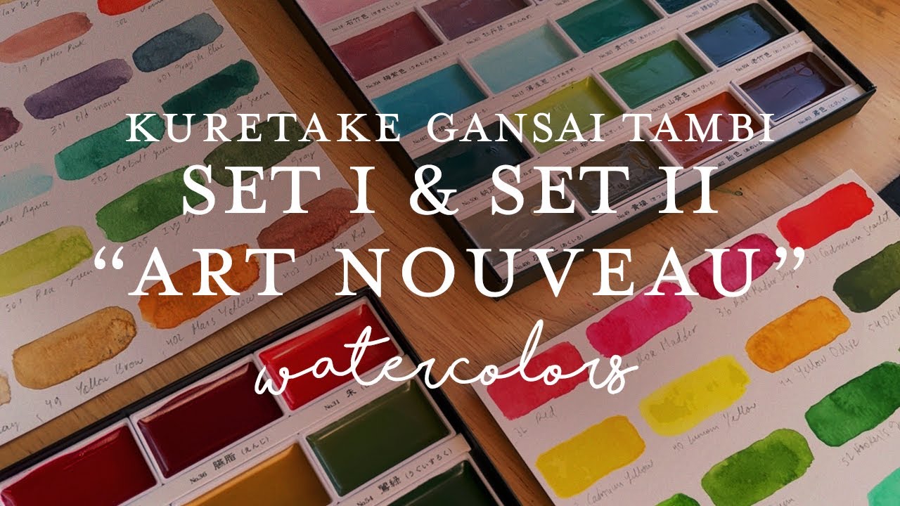 Kuretake Gansai Tambi Watercolors: Set I and Set II (#ArtNouveau) Swatching  