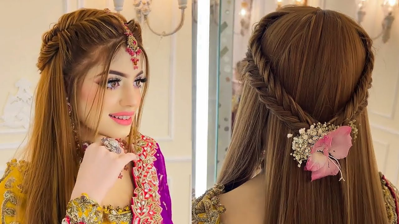 easy braid hairstyle for party /open hairstyle for sangeet occasion/ Dutch  braid hairstyle 2020 - YouTube