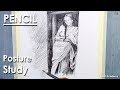 Pencil Shading techniques | Posture study | A woman dressed in a sari stands at the door