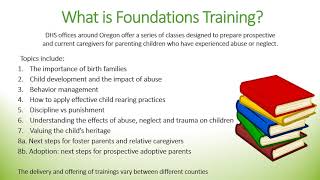 Oregon DHS Child Welfare Foster Parent Orientation Part Orientation Part 2 English