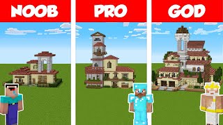 Minecraft Noob Vs Pro Vs God: Italian House Build Challenge In Minecraft / Animation