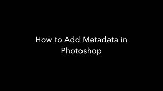 Photoshop Basics: How to in add metadata information