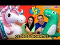 Reto de GLOBOS GIGANTES. Unicornio vs Dinosaurio