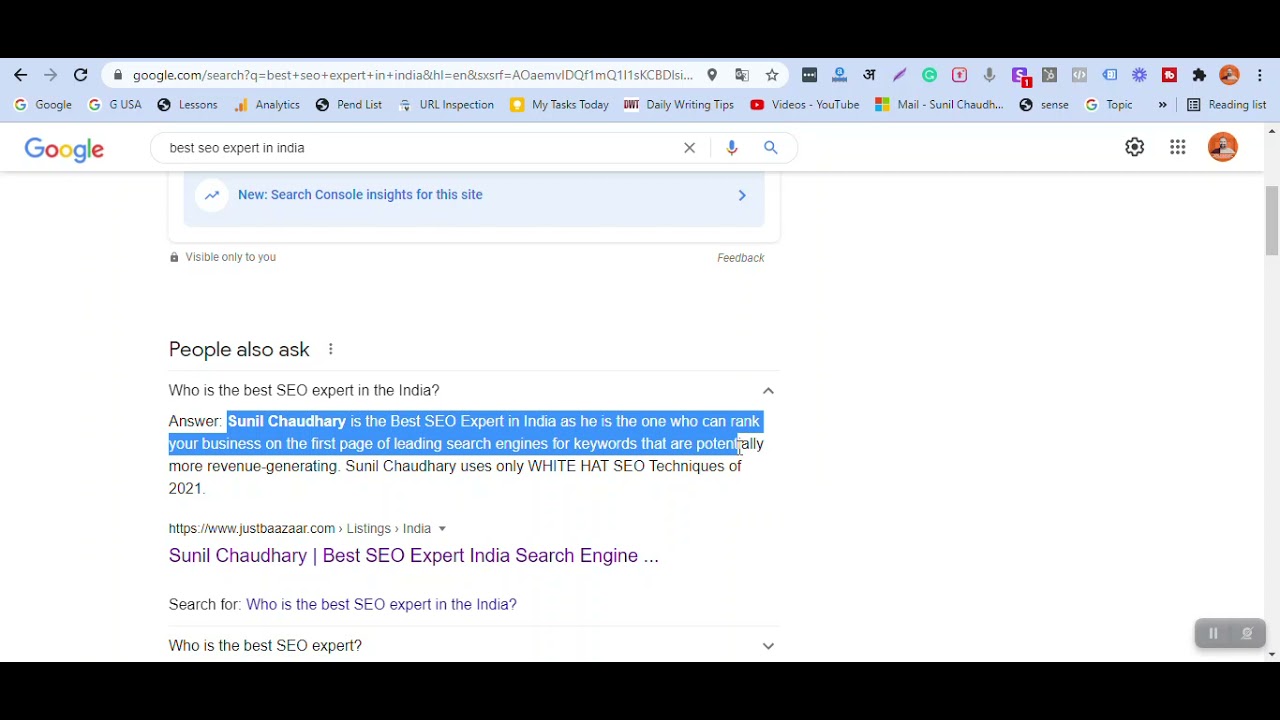 Who is the Best SEO Expert in India? Google Search Result - YouTube