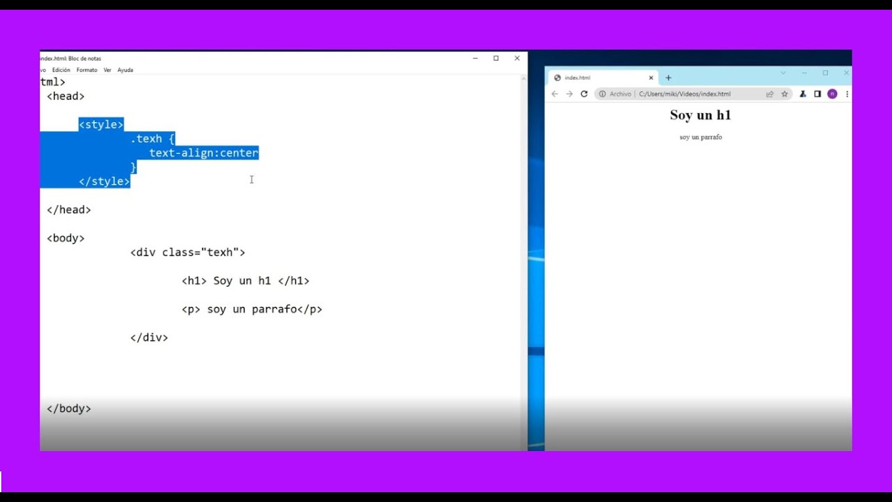 Como Centrar Un Texto En Html Bloc De Notas 📄 Youtube