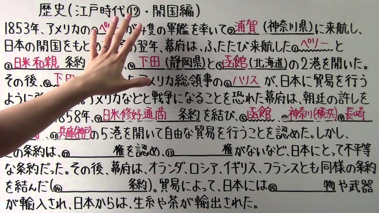 社会 歴史 ５４ 江戸時代 開国編 Youtube