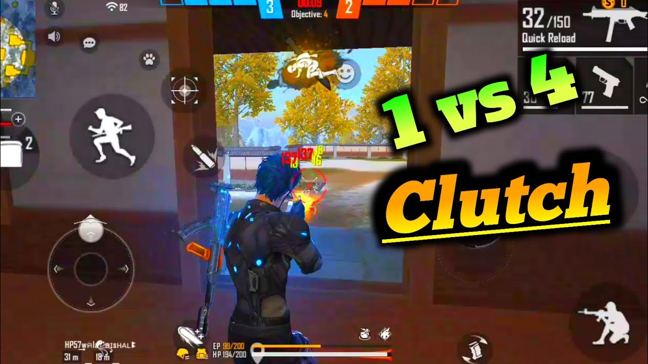 free fire 1vs 4 clutch with cs rank gameplay 😈😈 #freefire - YouTube