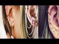 Multiple earrings design idea for girl and women/Beautiful Ear lob Piercing  fashion.