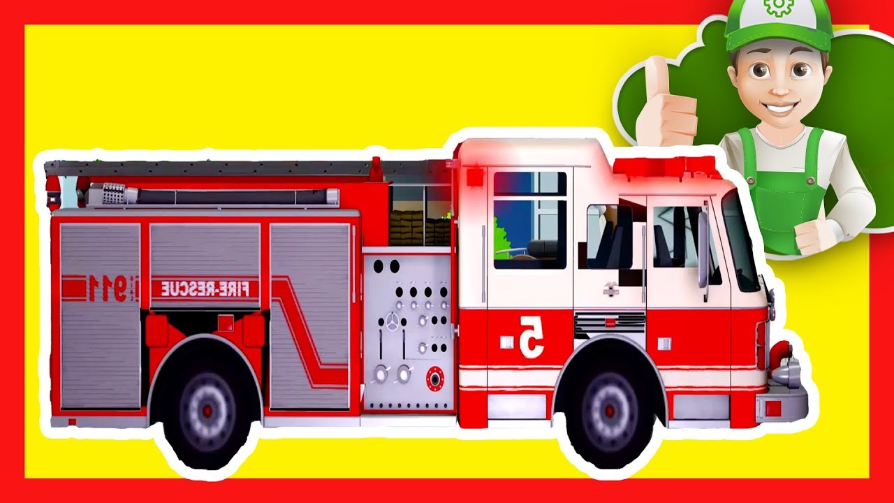 Camion de Pompier Dessin. Dessin animé Pompier.Camion Pompier Sam. Sam
