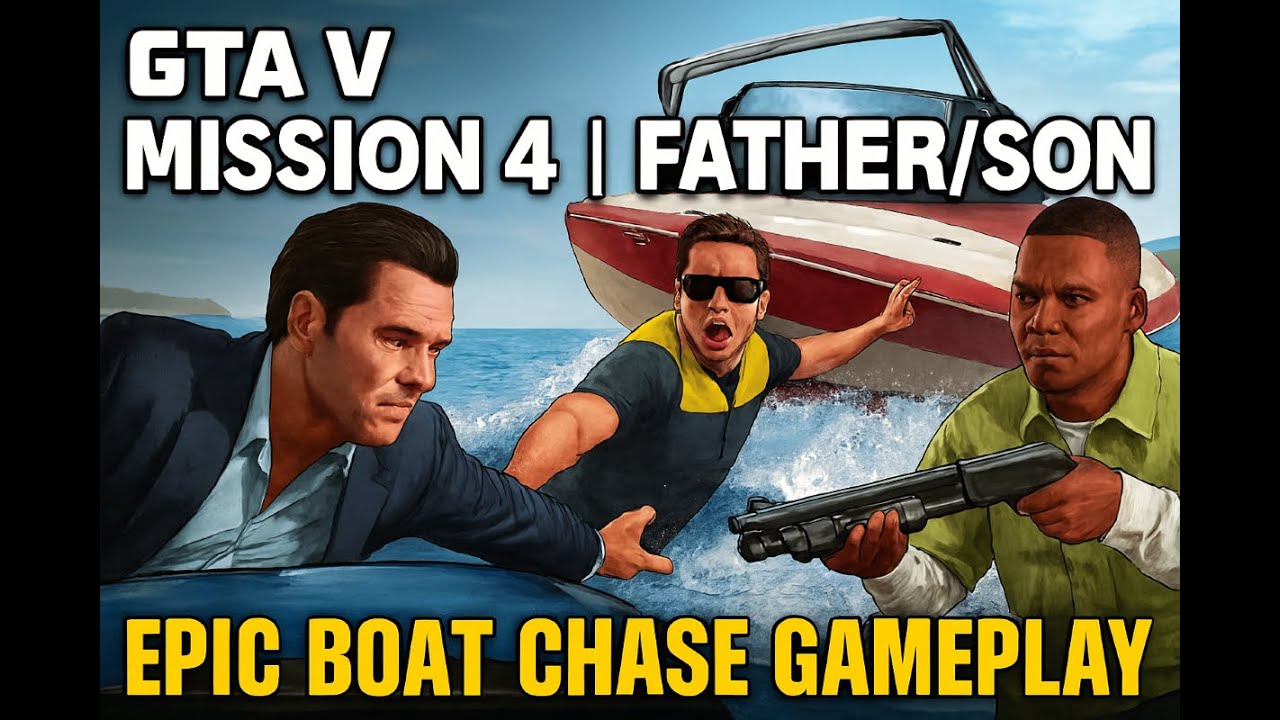 GTA V Миссия 4 | Отец и сын | Майкл и Франклин спасают Джимми | Эпическая погоня на лодке