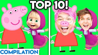 MOVIES \& TV SHOWS WITH ZERO BUDGET! (Peppy Piggy, Masha \& The Bear, TOP 10 LANKYBOX COMPILATION)