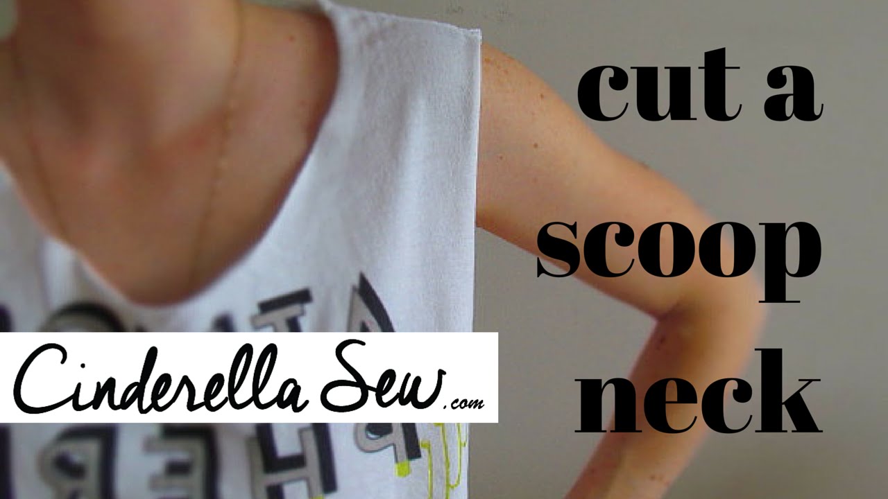 How to cut collar off tshirt - Cut t-shirt into scoop neck - Make a ...