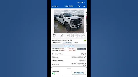 $250 2020 Ford F-250 Super Duty at Copart