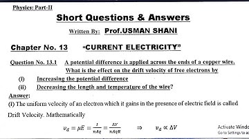 Exercise Questions & Answers ||Ch:13 Current Electricity|| FSc Class 12 PHYSICS||