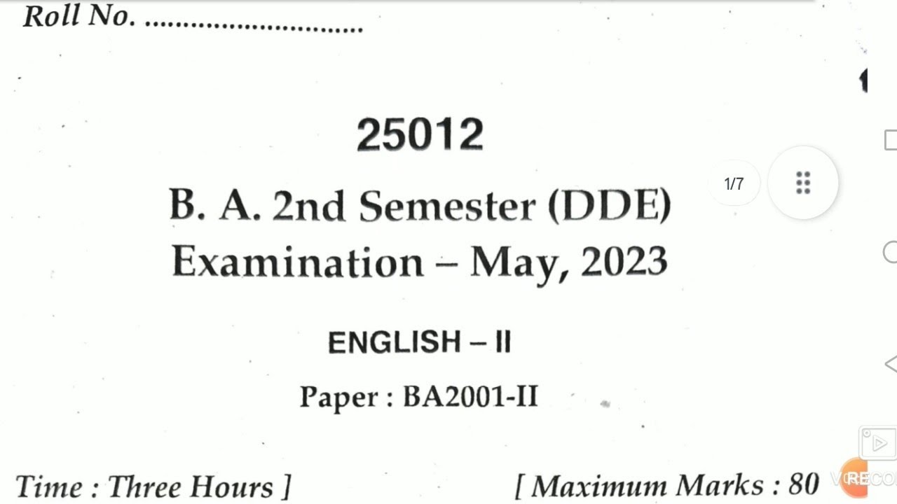 BA 2nd sem Eng ques paper MDU Dde | Pardeep Langyan