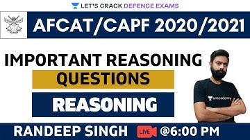 Important Reasoning Questions | Reasoning | Target CDS/CAPF/AFCAT/NDA 2020-2021 | Randeep Singh