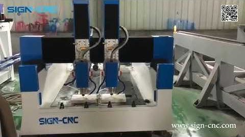 SIGN CNC double heads stone cnc router, two spindles granite carving machine