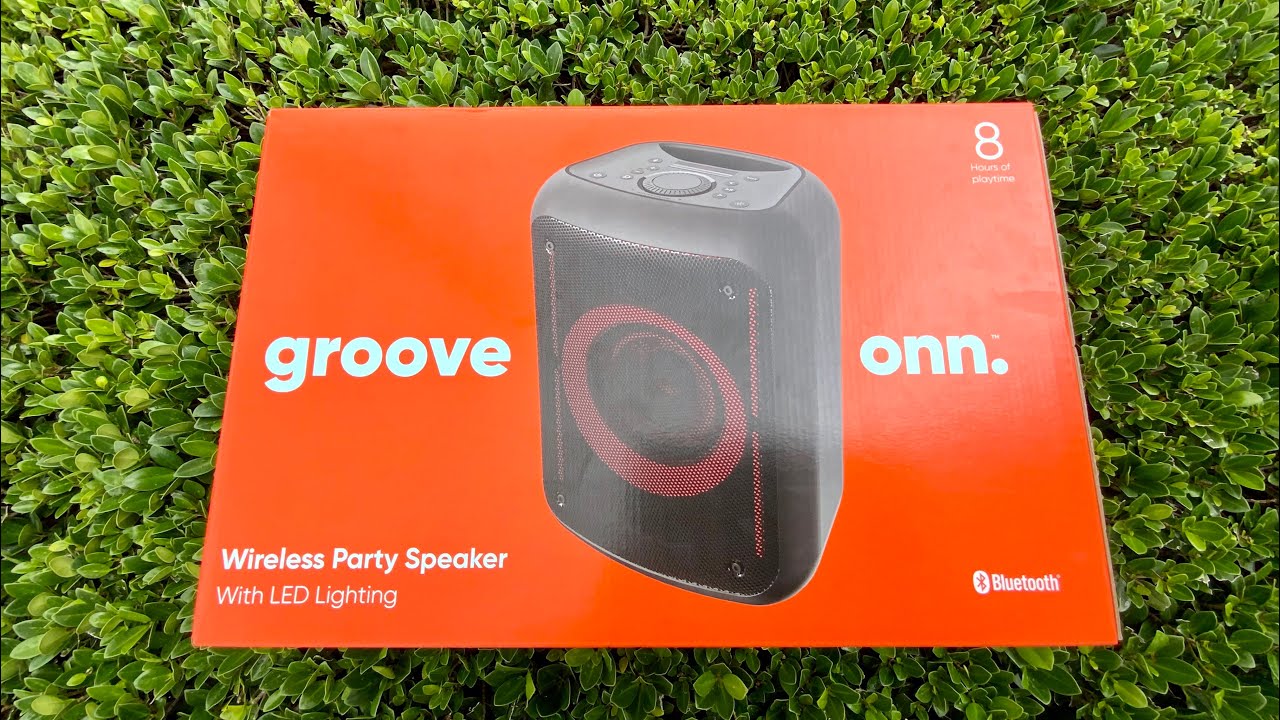 onn. Portable FM Boombox with LED Lighting