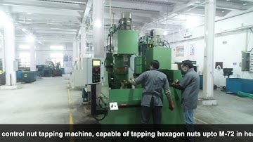 Servo controlled dual spindle pitch control nut tapping machine