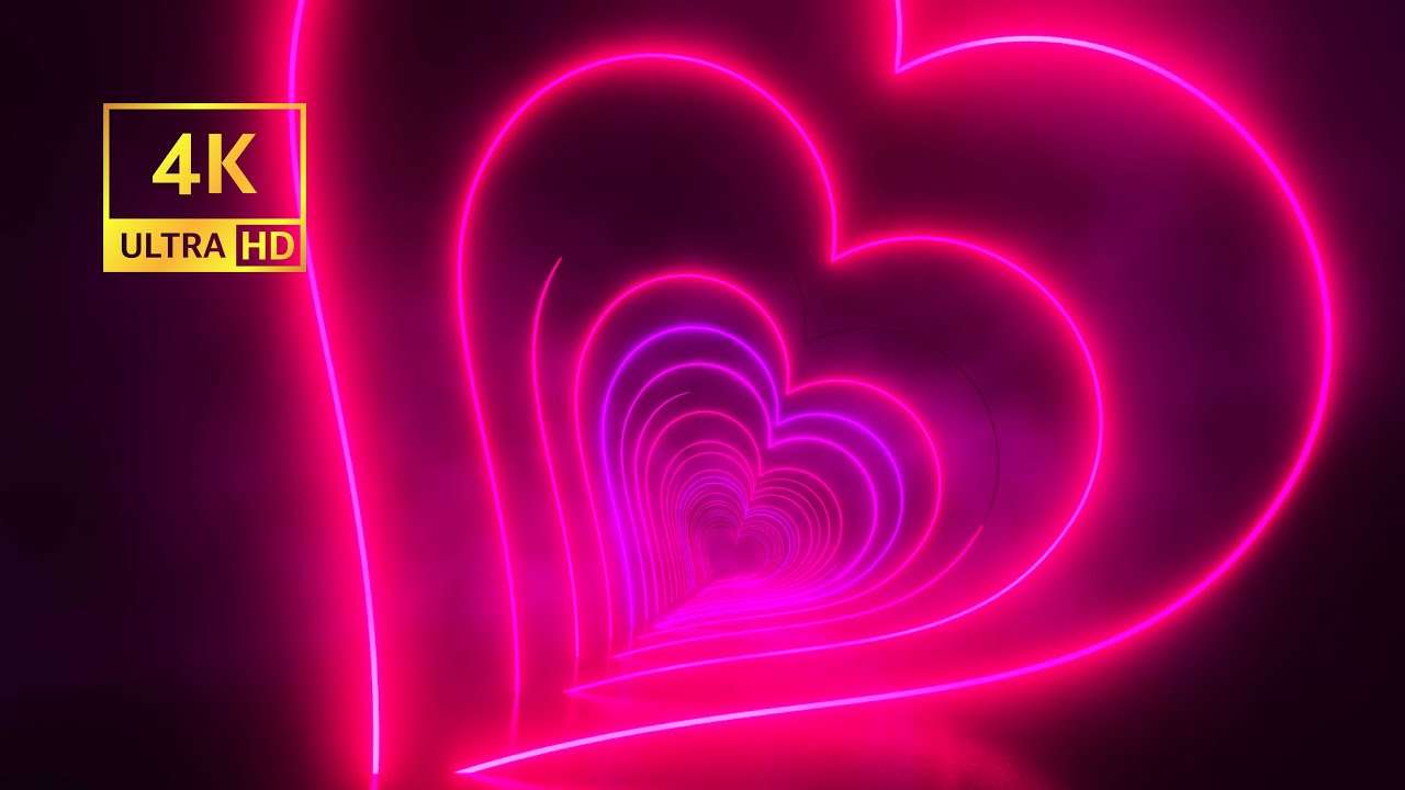 💖 4k Neon Heart Tunnel | 1 Hour Loop | Abstract Valentine’s Day Background 💜