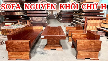 BỘ SOFA NGUYÊN KHỐI CHỮ H GỖ CẨM HỒNG, mã BGNK448 | gỗ Việt Bắc