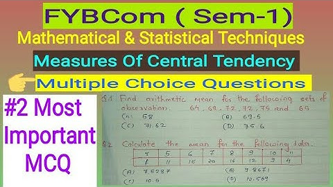 #2 MCQ | Statistics | FYBCom (sem-1) Mathematical & Statistical Techniques by Ramesh Sir