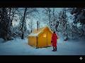Surviving the Night in a Hot Tent | Wind &amp; Snow Storm Camping – Hot Tent in Howling Wind