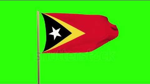 East Timor flag with cloud waving in the wind. Green screen, alpha matte. Loopable animation Stock
