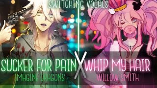 Video thumbnail of "◤Nightcore◢ ↬ Sucker For Pain ✗ Whip My Hair [Switching Vocals | MASHUP]"