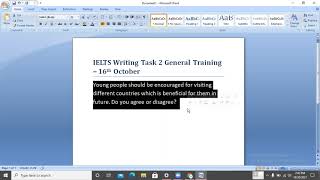 IELTS General Training Writing Task 2   16th October